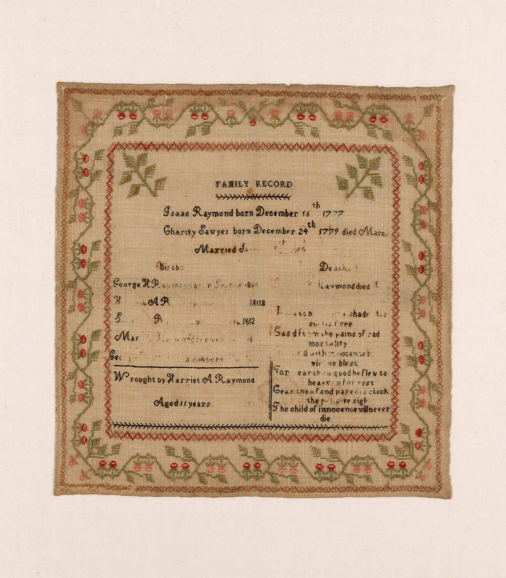Sampler by Harriot A. Raymond