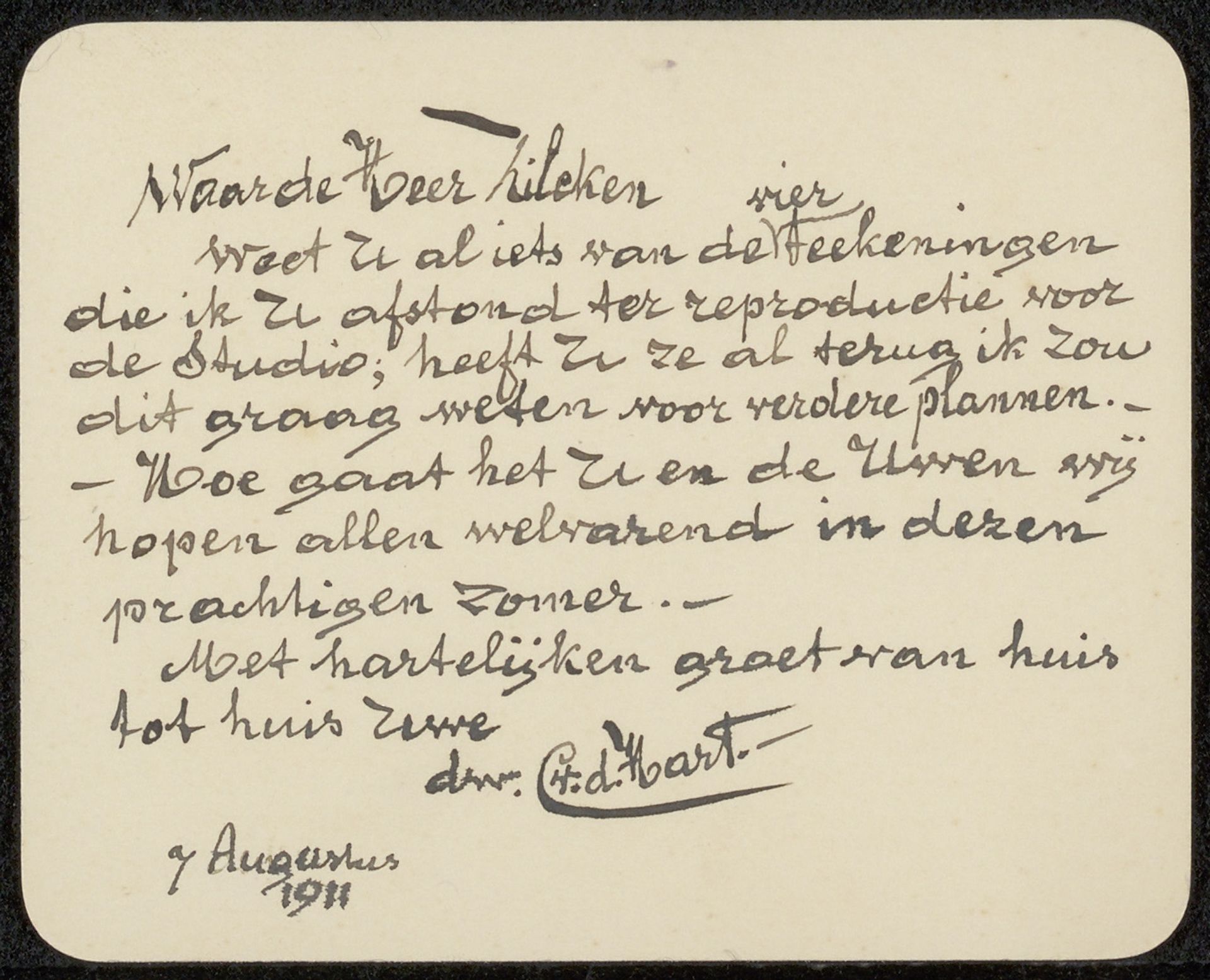 Brief aan Philip Zilcken by Cornelia van der Hart