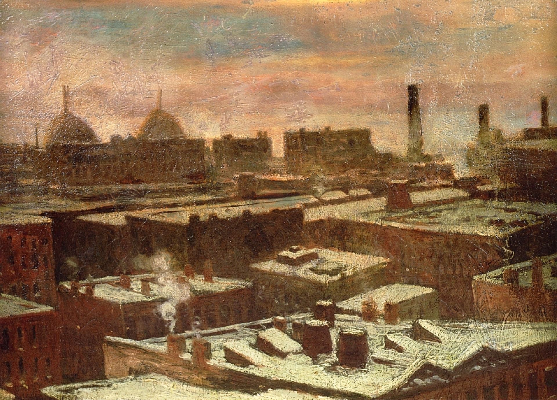 View of City Rooftops in Winter by Robert Julian Onderdonk
