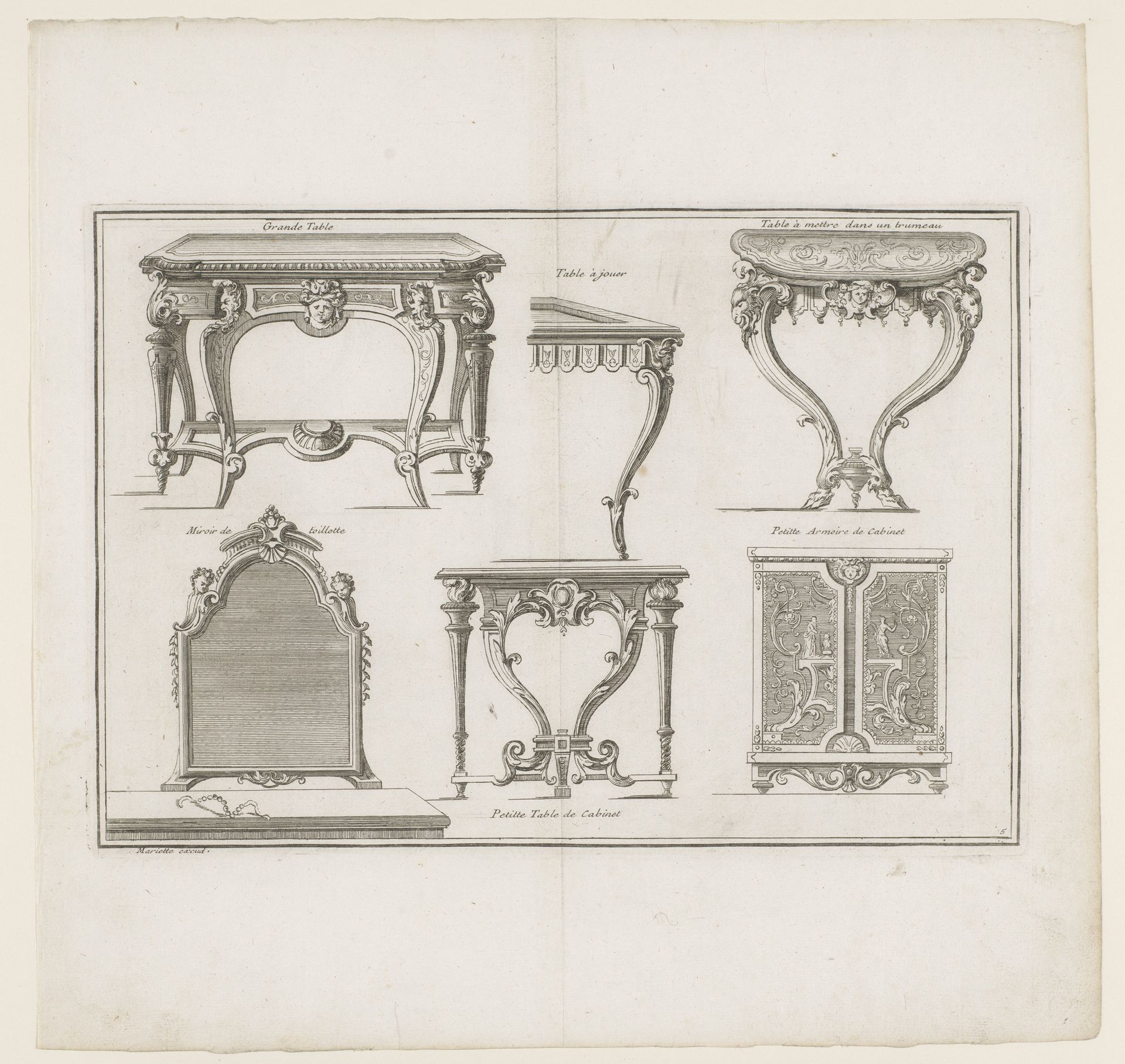 Spiegel en tafels by André Charles Boulle