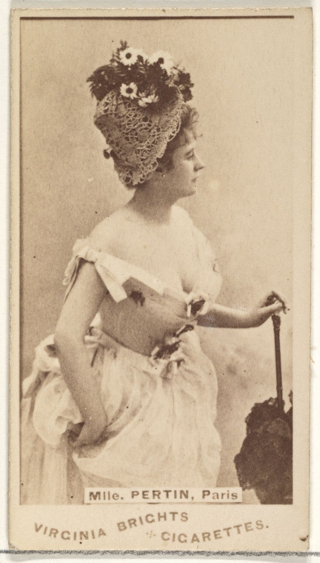 Mlle. Pertin, Paris, from the Actors and Actresses series (N45, Type 1) for Virginia Brights Cigarettes by Allen & Ginter