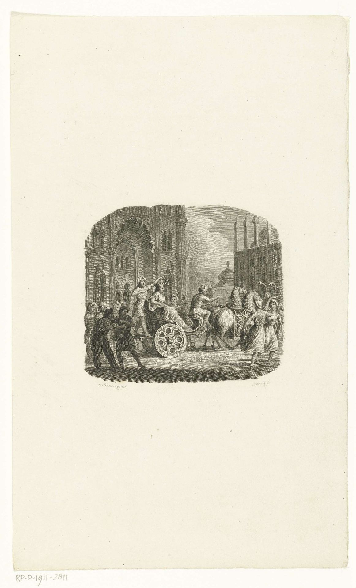 Koning in open rijtuig in oosterse stad by Johannes Alexander Rudolf Best