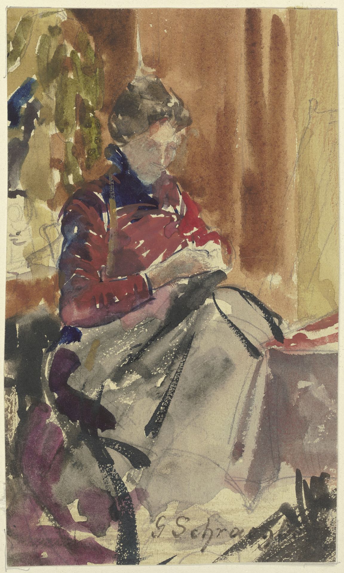 Bildnis der Frau des Künstlers by Gustav Schraegle