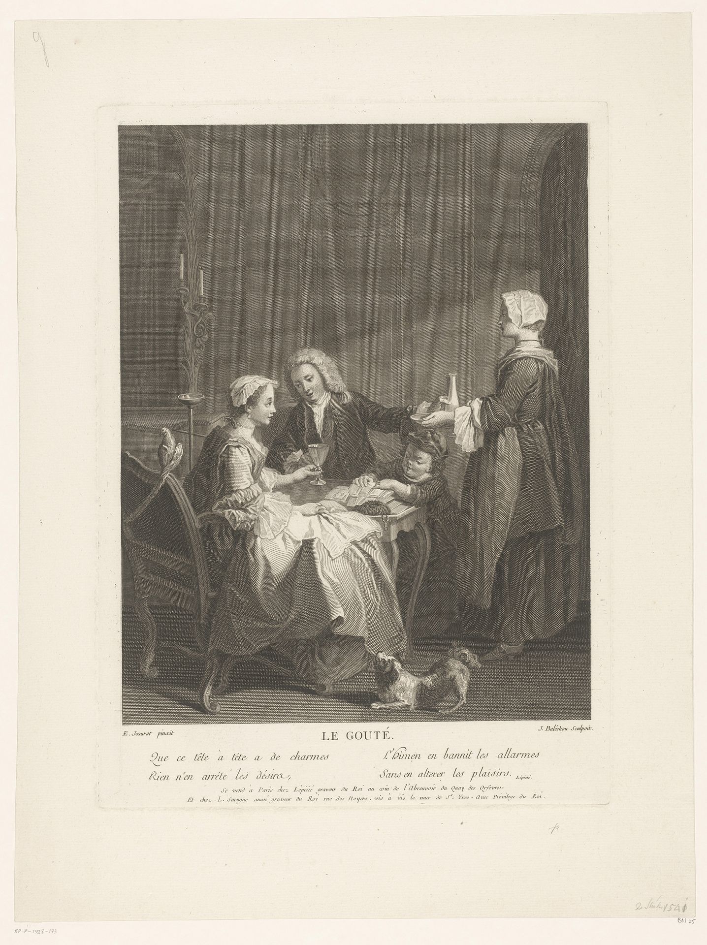 Gezelschap aan tafel by Jean-Joseph Baléchou