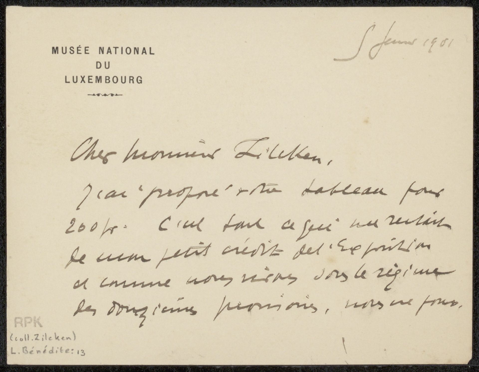 Brief aan Philip Zilcken by Léonce Bénédite