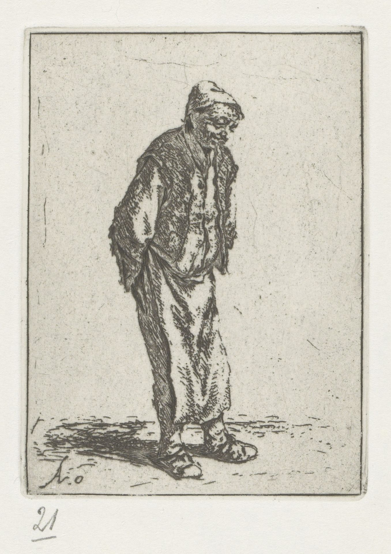 Staande boer met de handen op de rug by Adriaen van Ostade