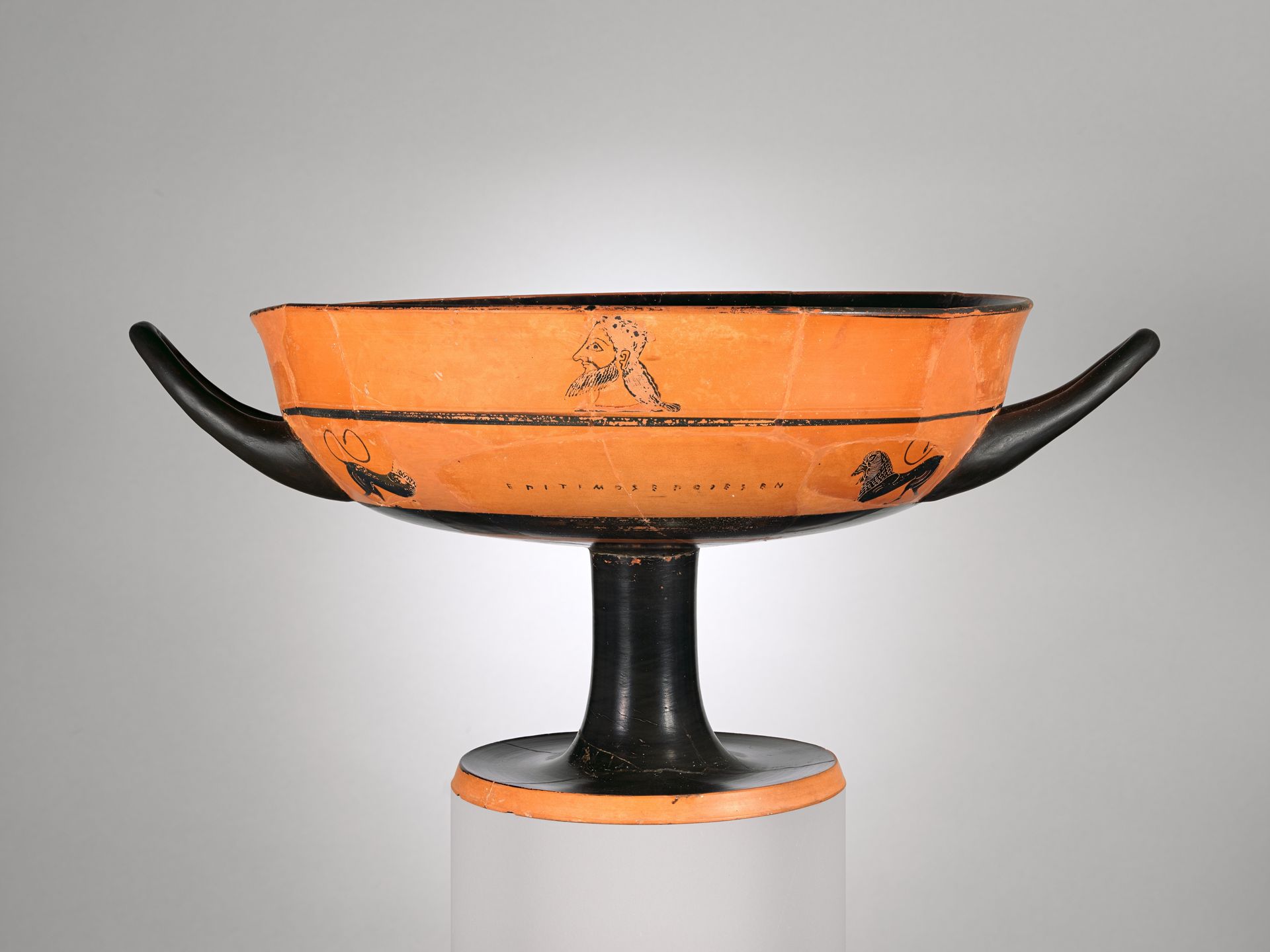 Terracotta kylix: lip-cup (drinking cup) by Epitimos