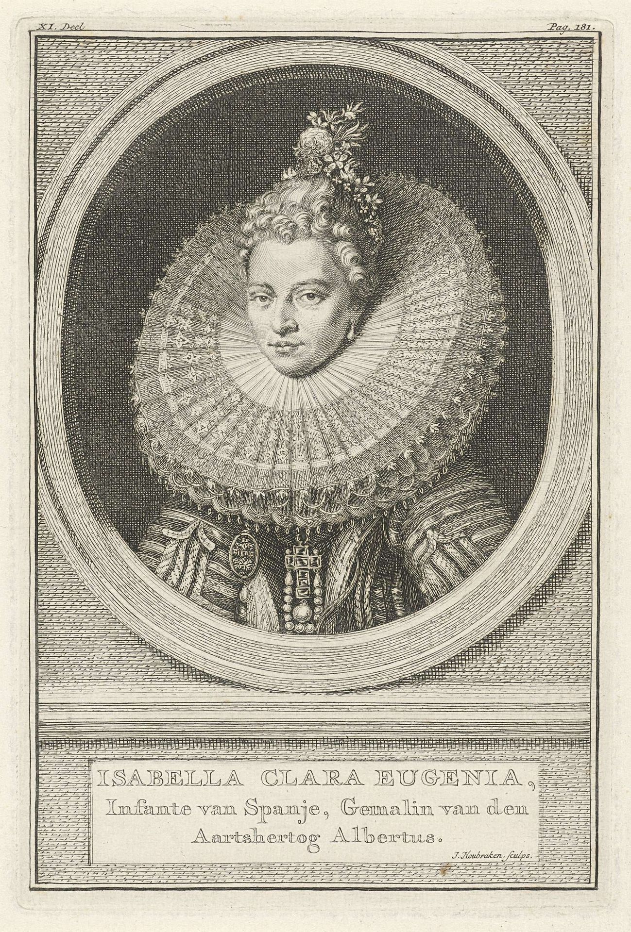 Portret van Isabella Clara Eugenia, infante van Spanje by Jacob Houbraken