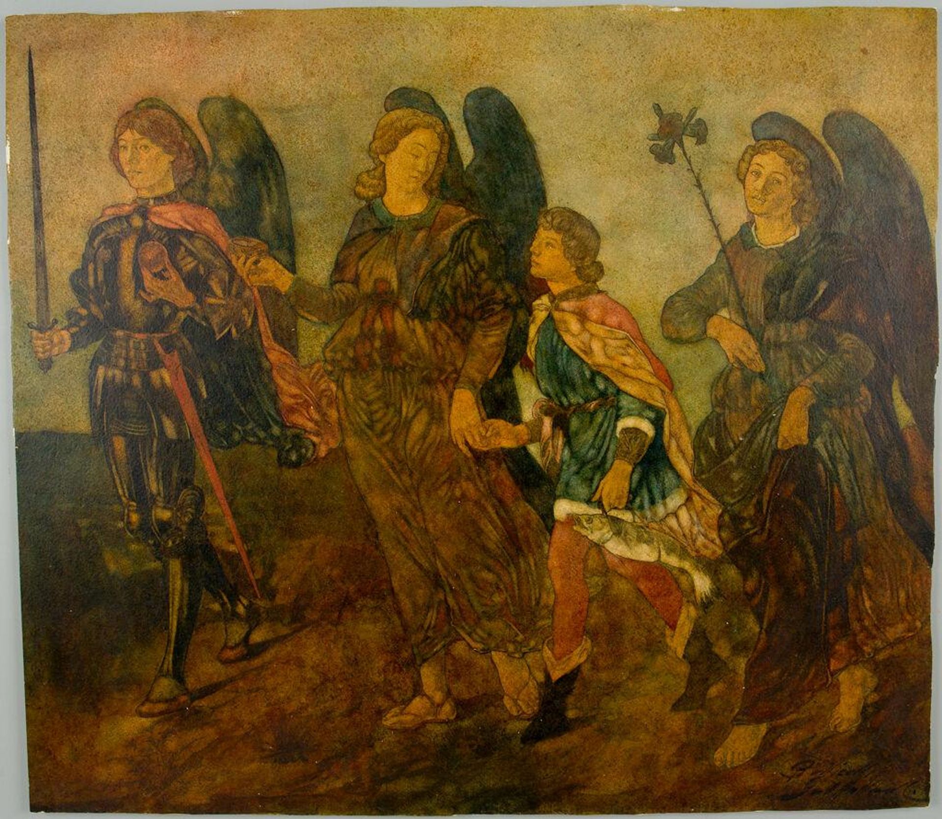 Tobias and Three Archangels, after Botticini by George Hawley Hallowell