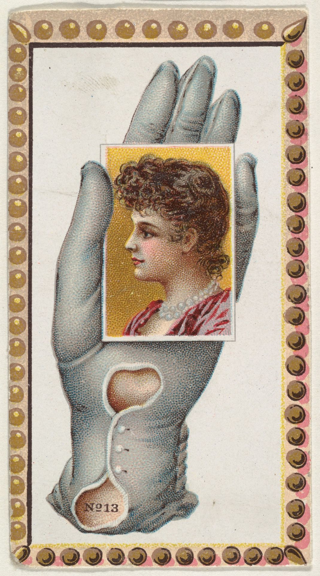 Card Number 13, cut-out from banner advertising the Opera Gloves series (G29) for Allen & Ginter Cigarettes by Allen & Ginter