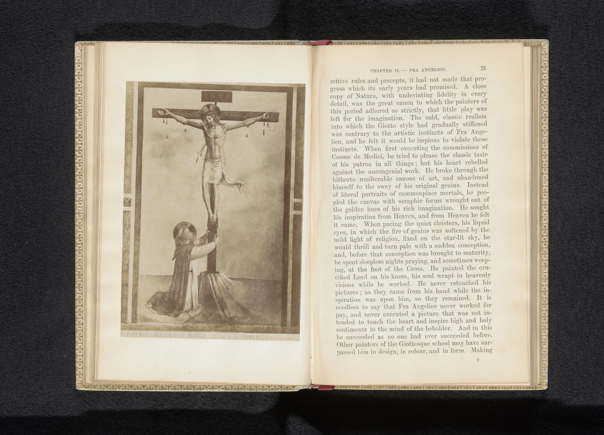Fotoreproductie van een fresco in het San Marco-klooster te Florence, voorstellende de aanbidding van Christus aan het kruis door de heilige Dominicus by Anonymous