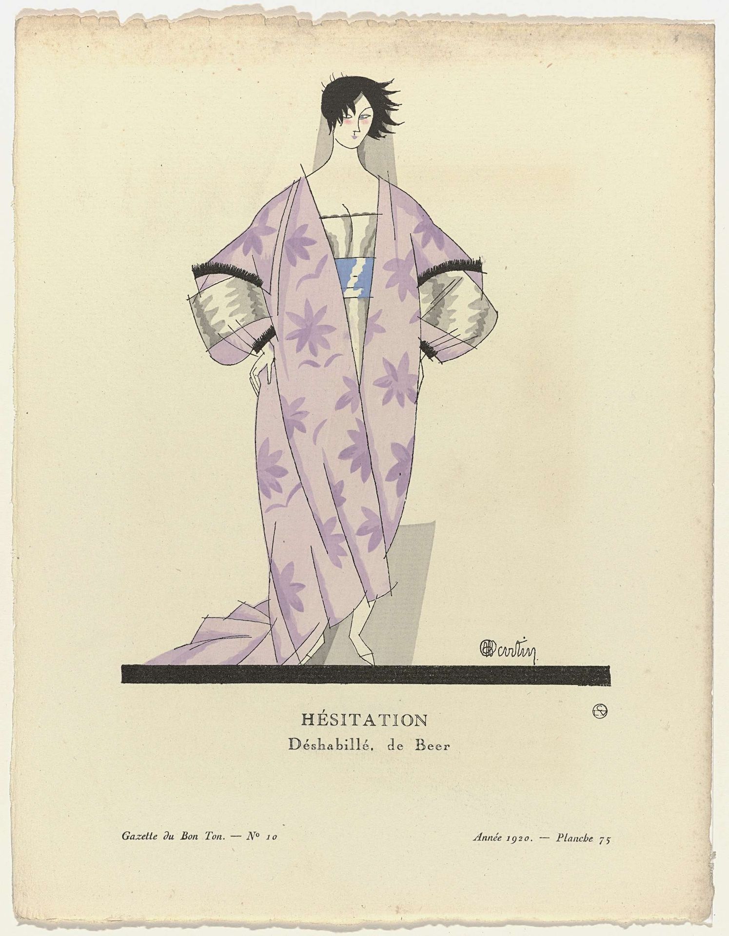 Gazette du Bon Ton, 1920 - No. 10, Pl. 75: Hésitation / Déshabillé, de Beer by Charles Martin