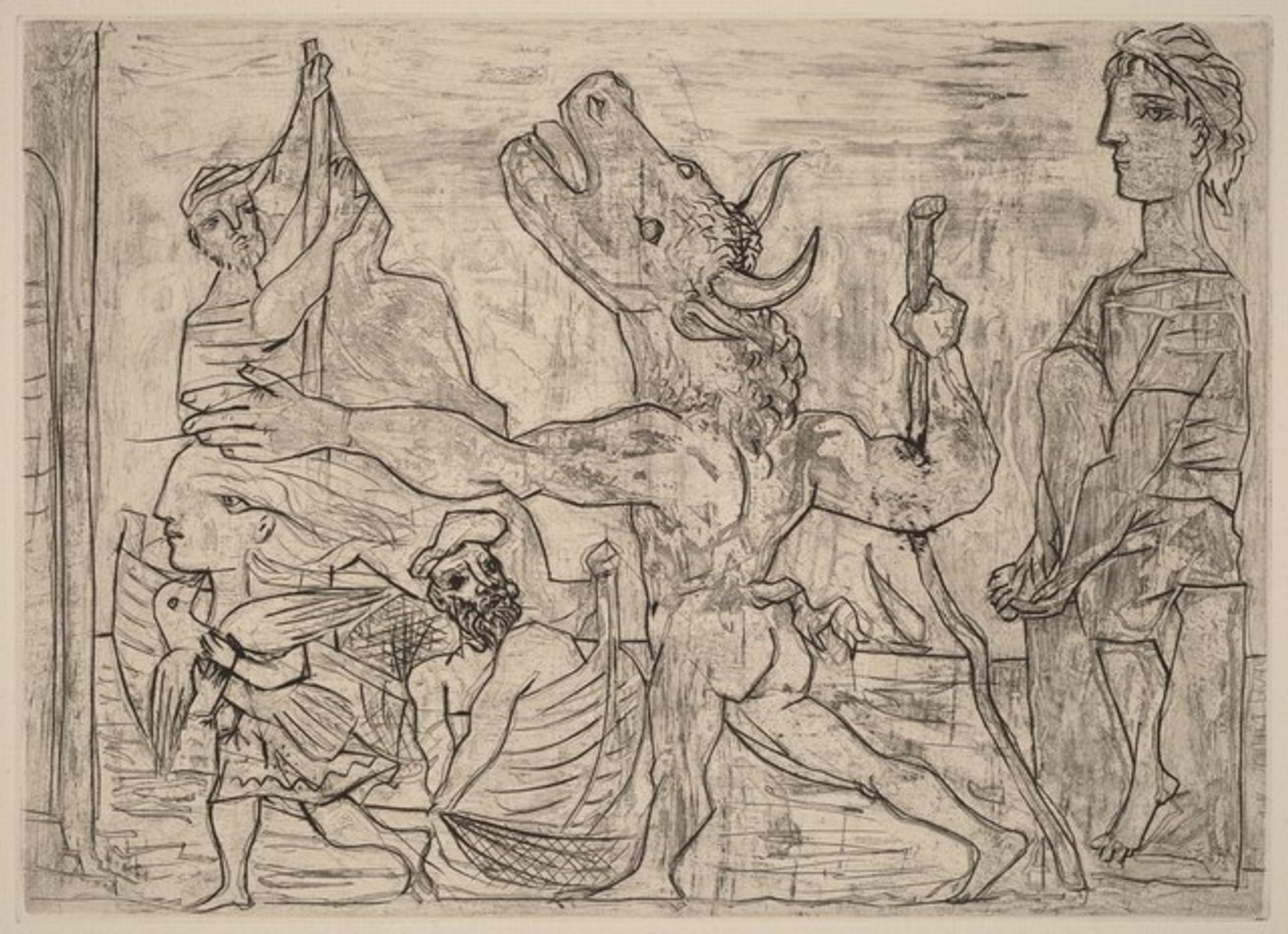 Blinded Minotaur Led by a Girl III (Minotaur aveugle guide par une fillette III) by Pablo Picasso