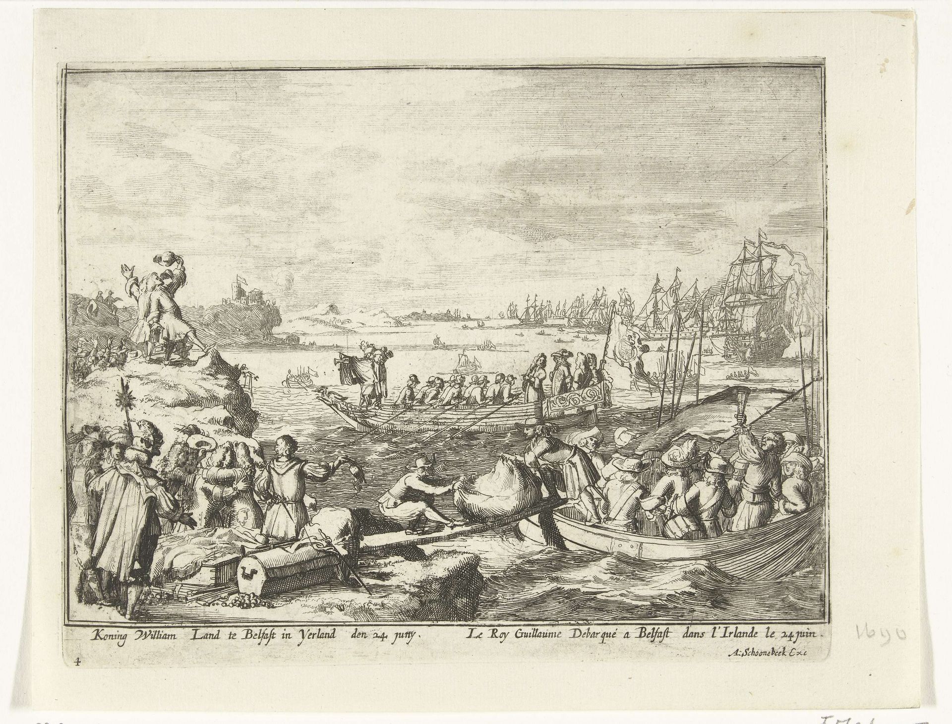Landing van het leger van Willem III bij Belfast, 1690 by Pieter Pickaert