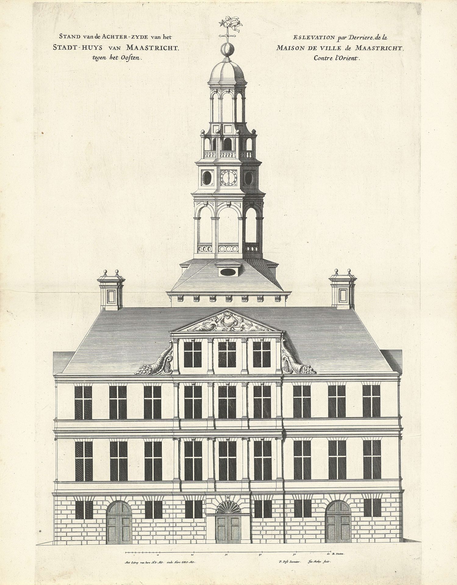 Achterzijde van het stadhuis van Maastricht by Jan Matthysz.