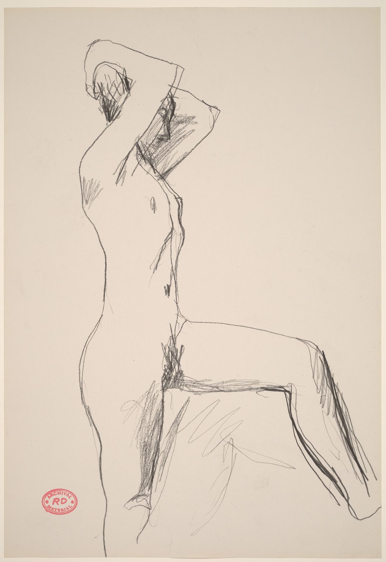 Untitled [standing female nude with arms behind head] by Richard Diebenkorn