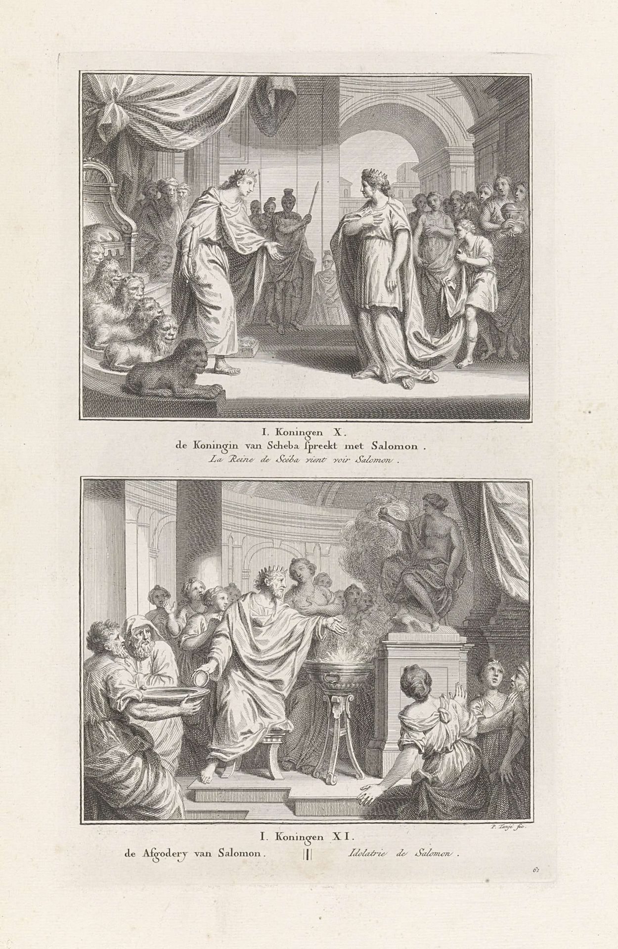 Bezoek van de koningin van Seba / Salomo's afgoderij by Pieter Tanjé
