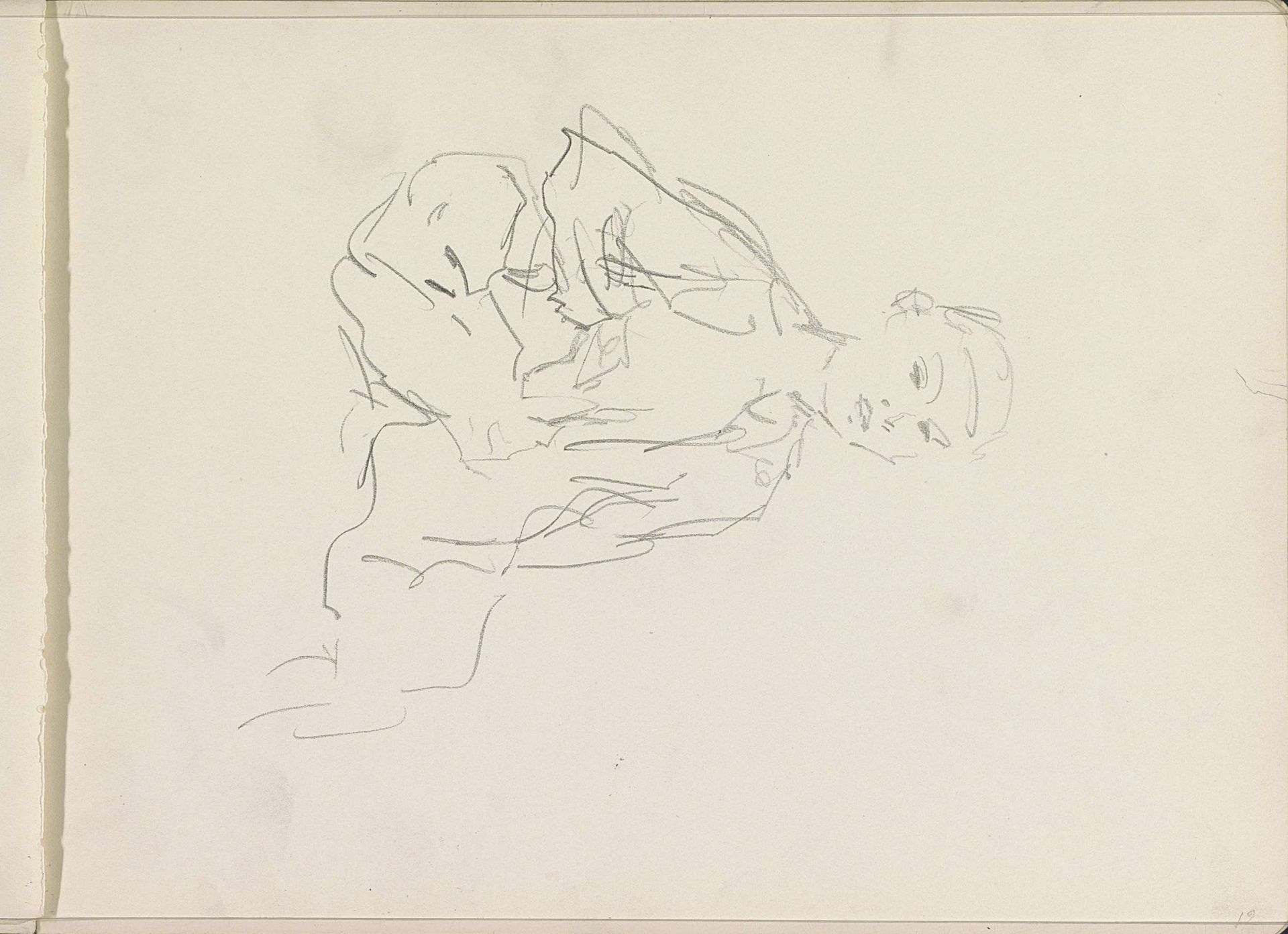 Zittende figuur, mogelijk een jongen by Isaac Israels