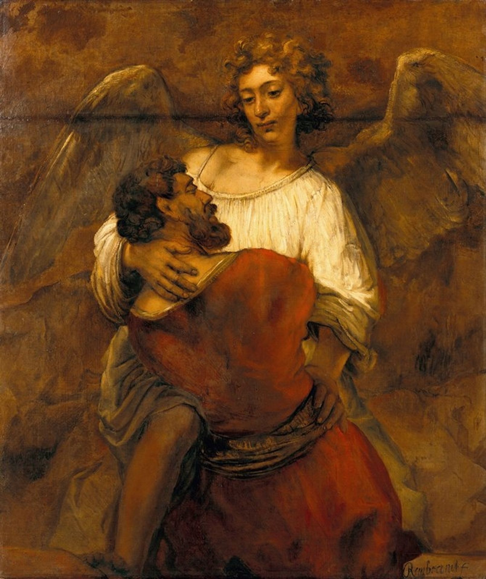 Jacob Wrestling with the Angel by Rembrandt van Rijn