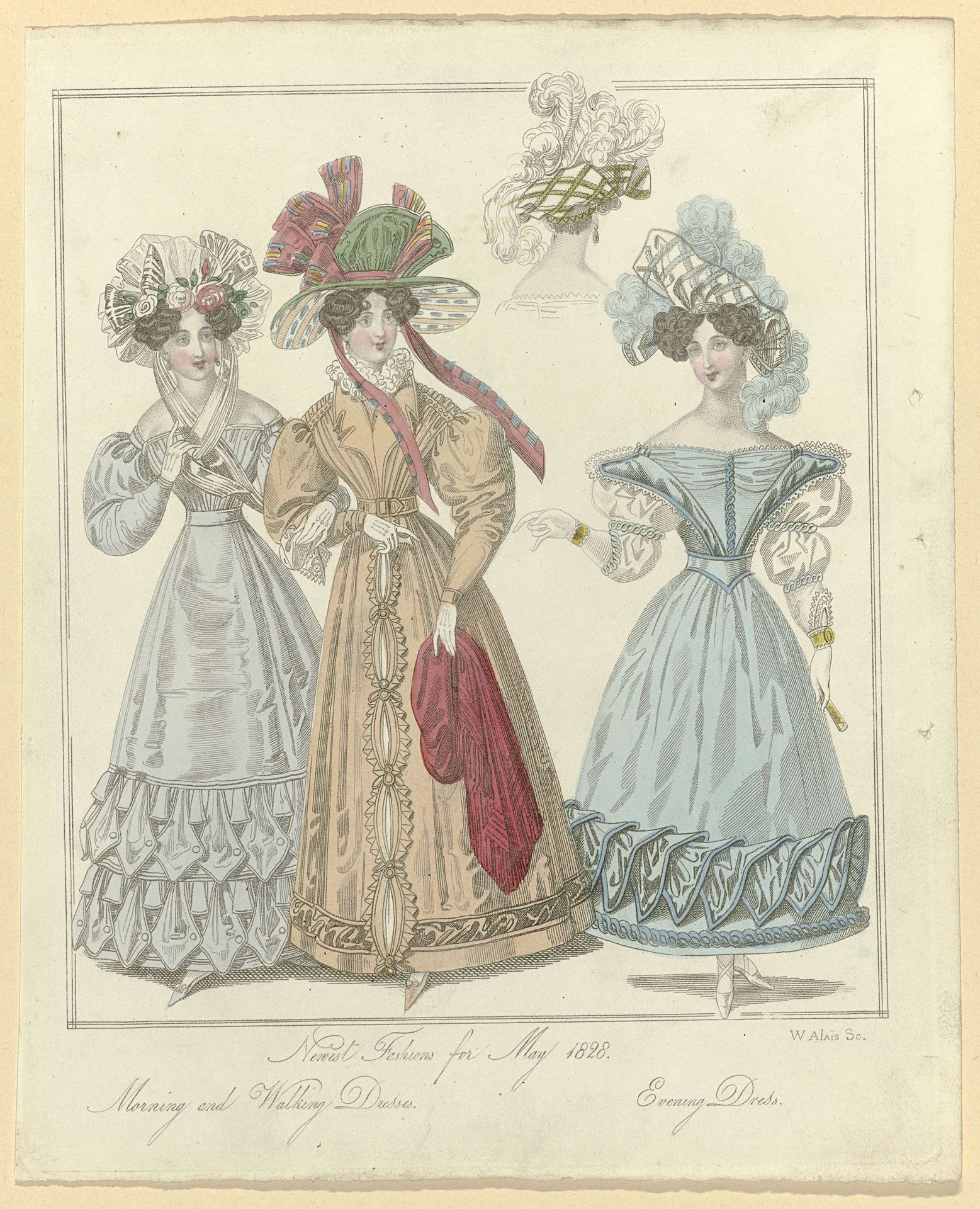 The World of Fashion, may 1828 : Morning and Walking Dresses (...) by William Wolfe Alais