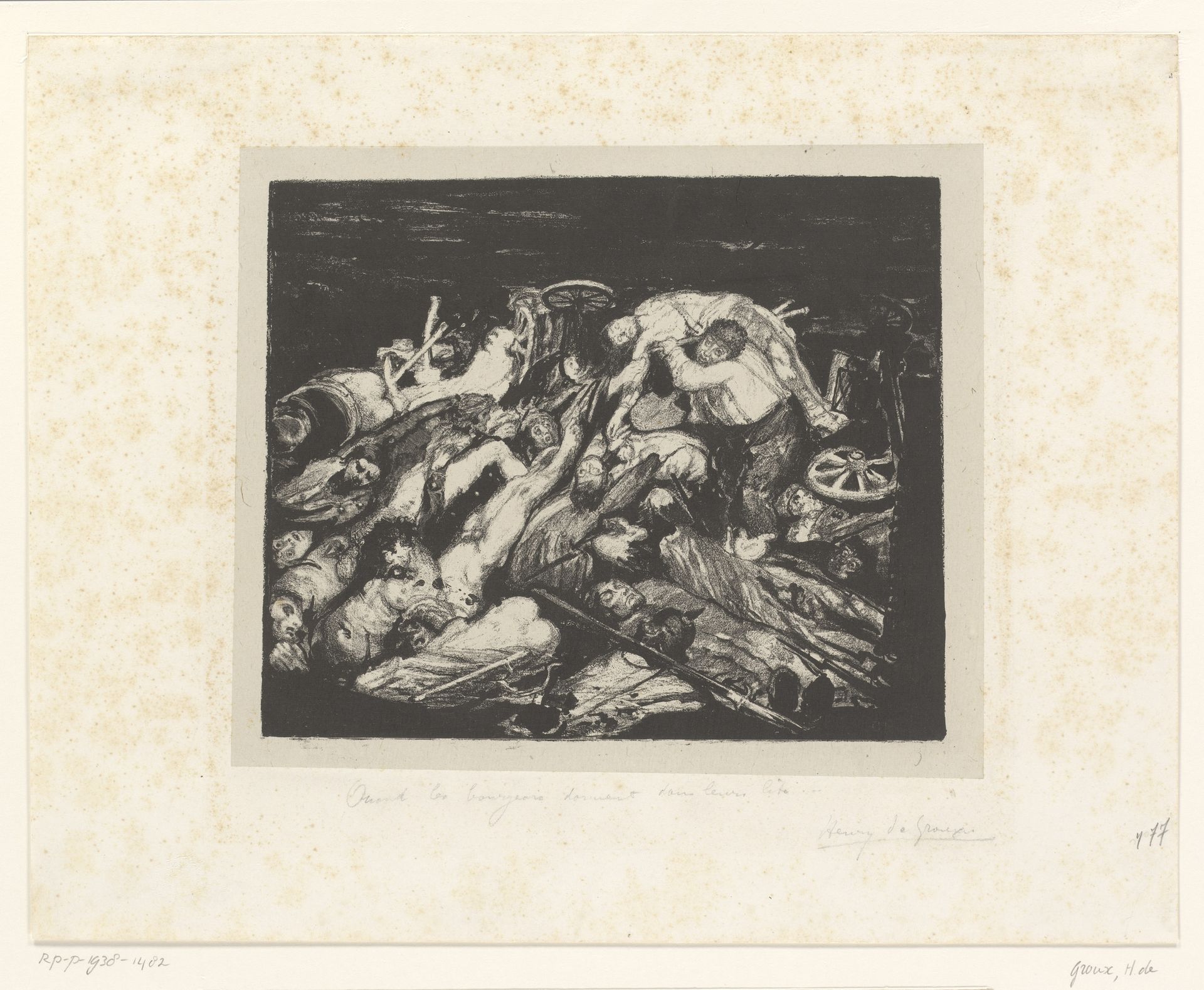 Slagveld met lichamen op een hoop by Henri de Groux