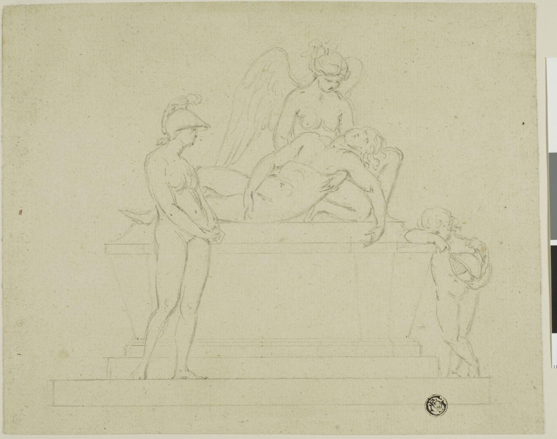 Project for a Tomb, Three Figures and an Angel (recto); Project for a Tomb: Three Figures and an Angel (verso) by John Bacon the Elder