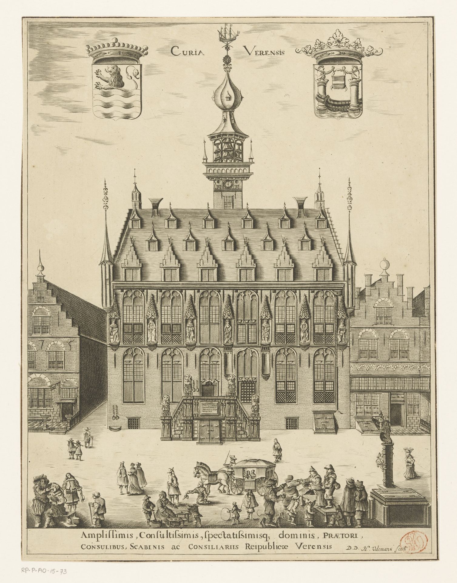 Gezicht op het stadhuis van Veere by Hendrik Udemans