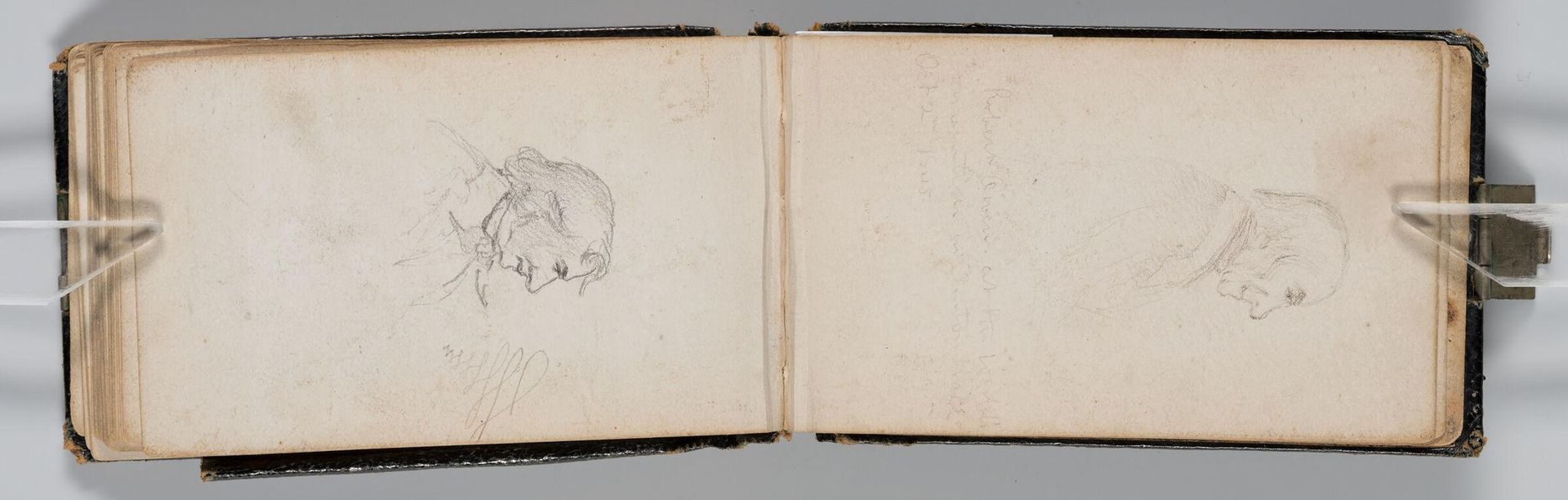 Male Profile Head; verso: Landscape Sketch with Mountain in Background by Sanford Robinson Gifford