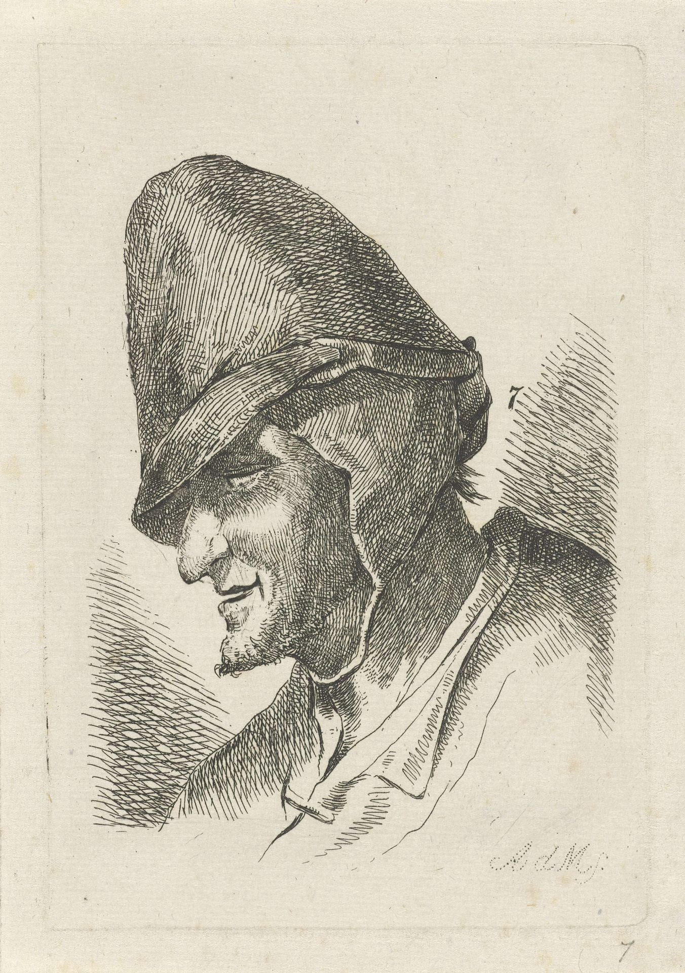 Man met hoge muts by Anthonie Willem Hendrik Nolthenius de Man