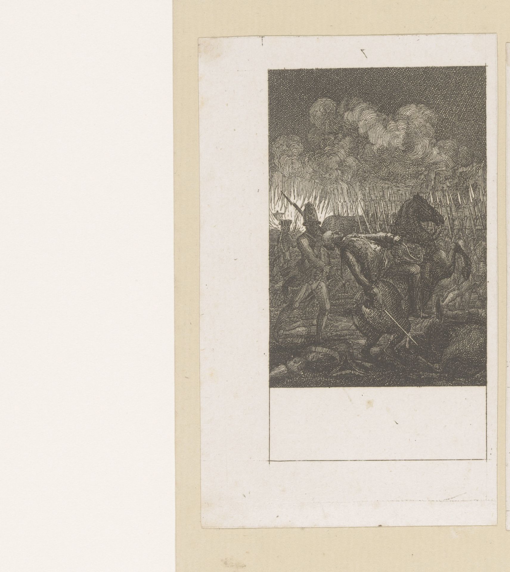 Steigerend paard met ruiter in een gevecht by Anonymous