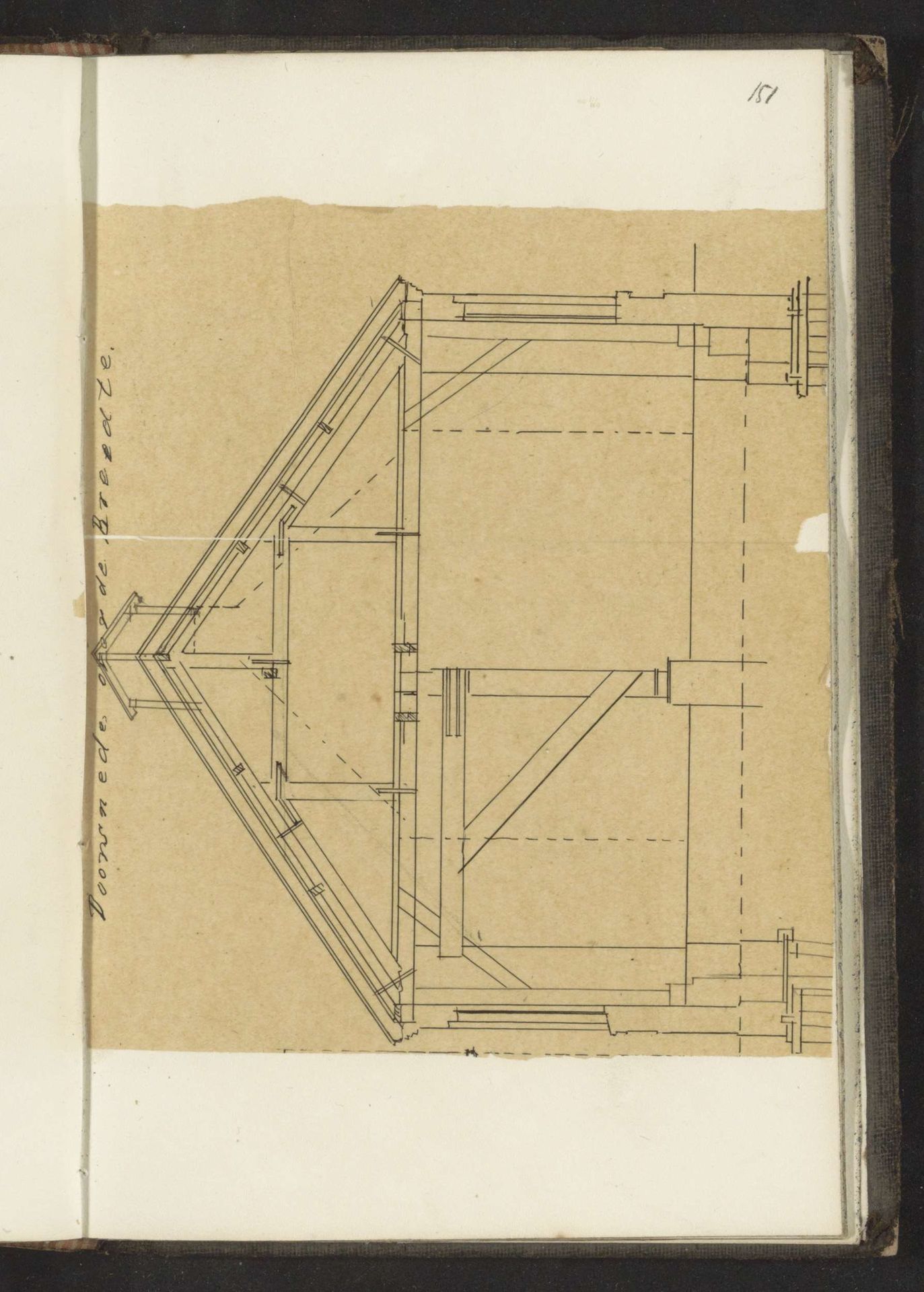 Doorsnede van een gebouw over de breedte by Willem Springer jr.