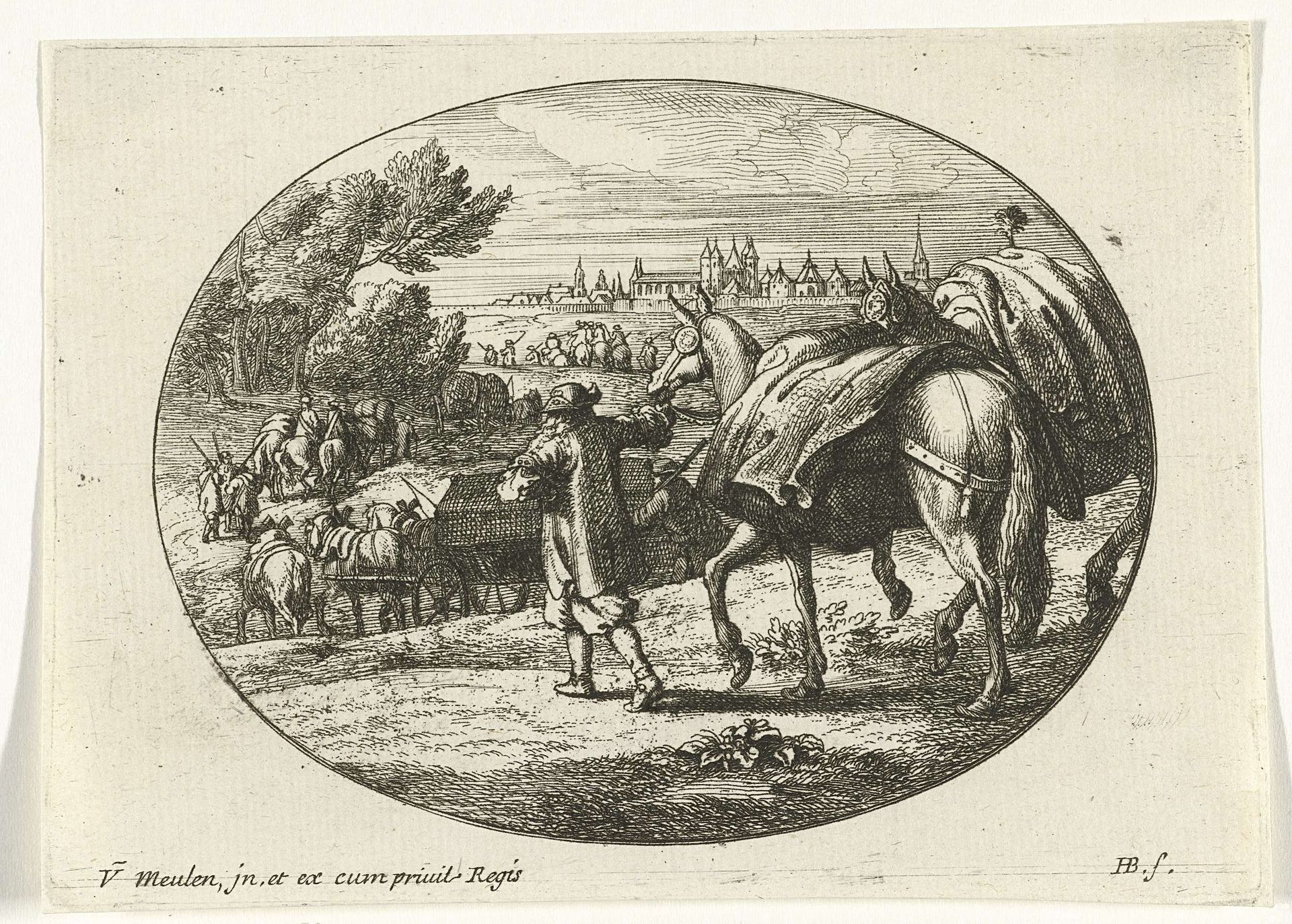 Optrekkend leger by Jan van Huchtenburg