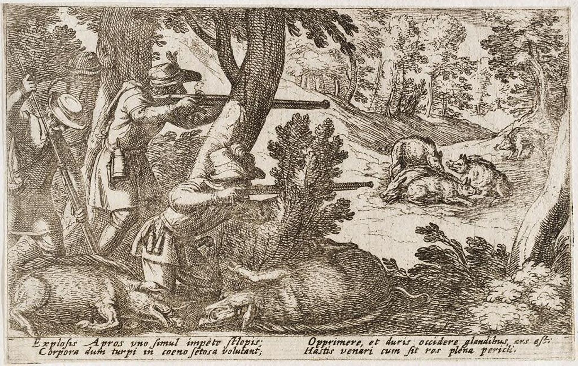 Hunters Firing Guns at Wild Boars by Antonio Tempesta