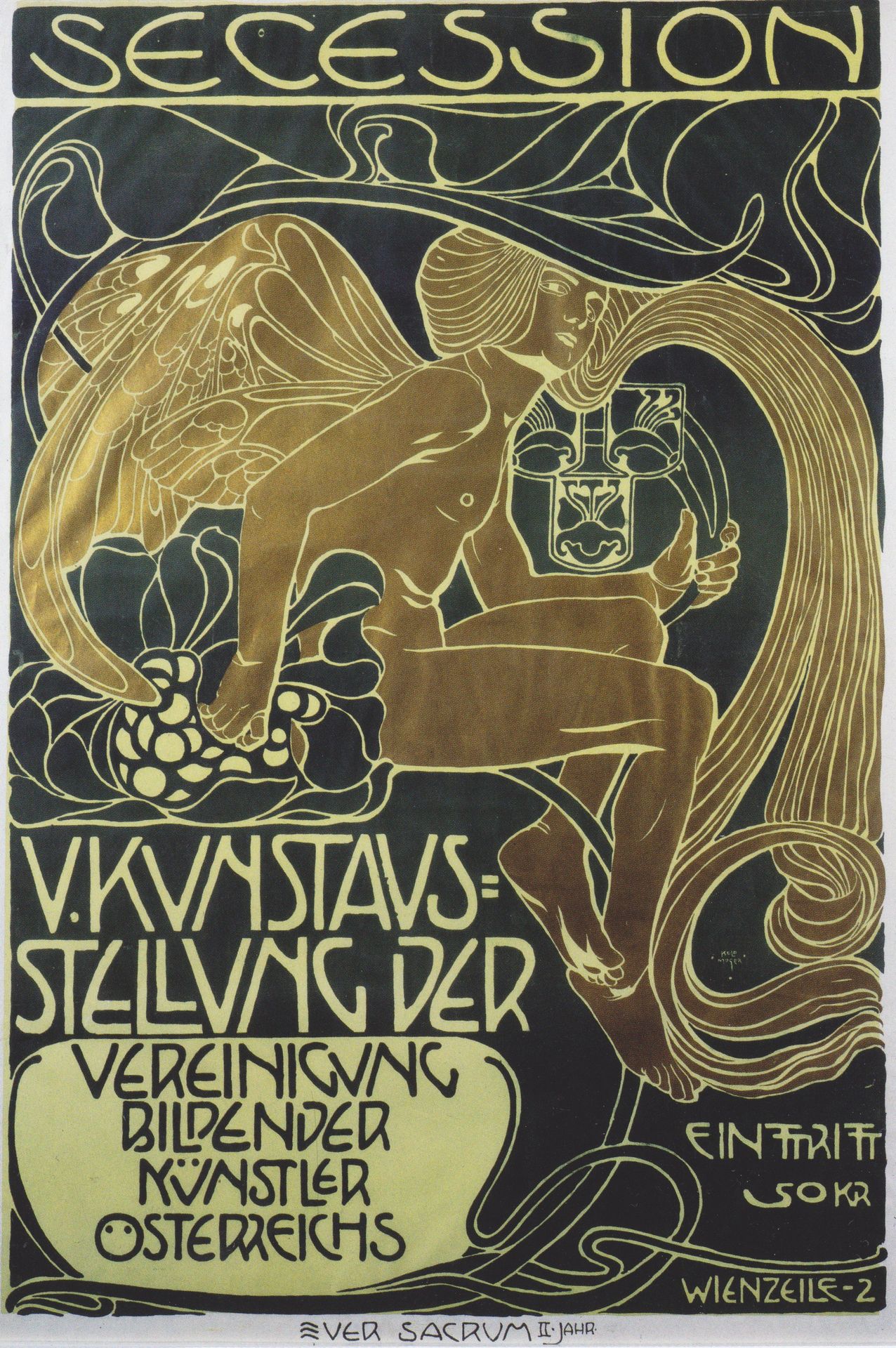 Poster of five art exhibition of the Association of Austrian Artists of Secession by Koloman Moser