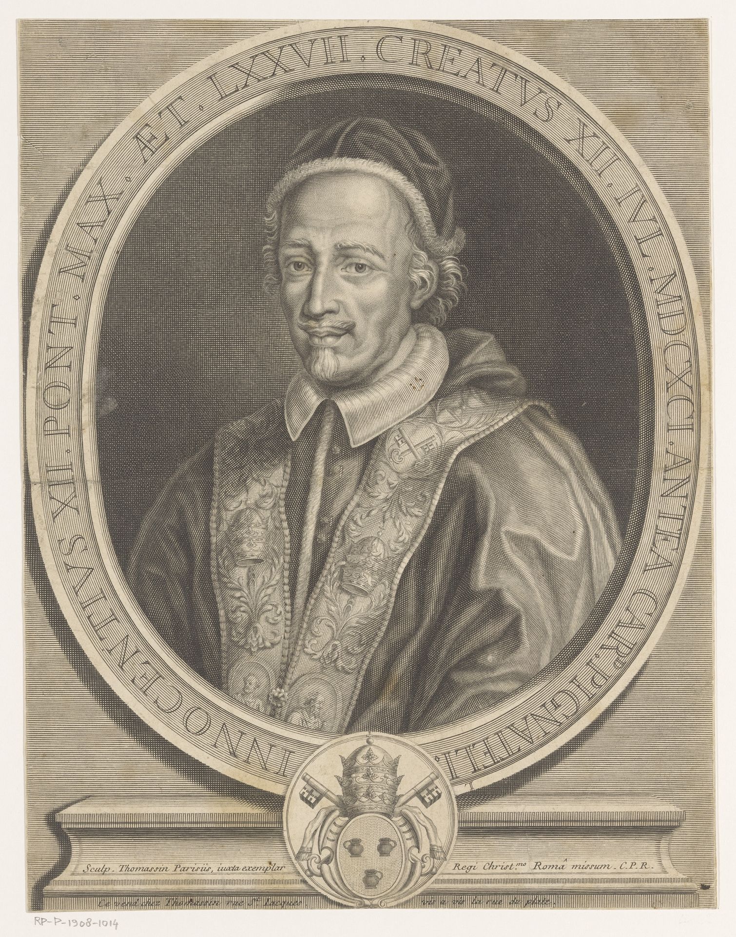 Portret van Innocentius XII in ovale lijst by Simon Thomassin