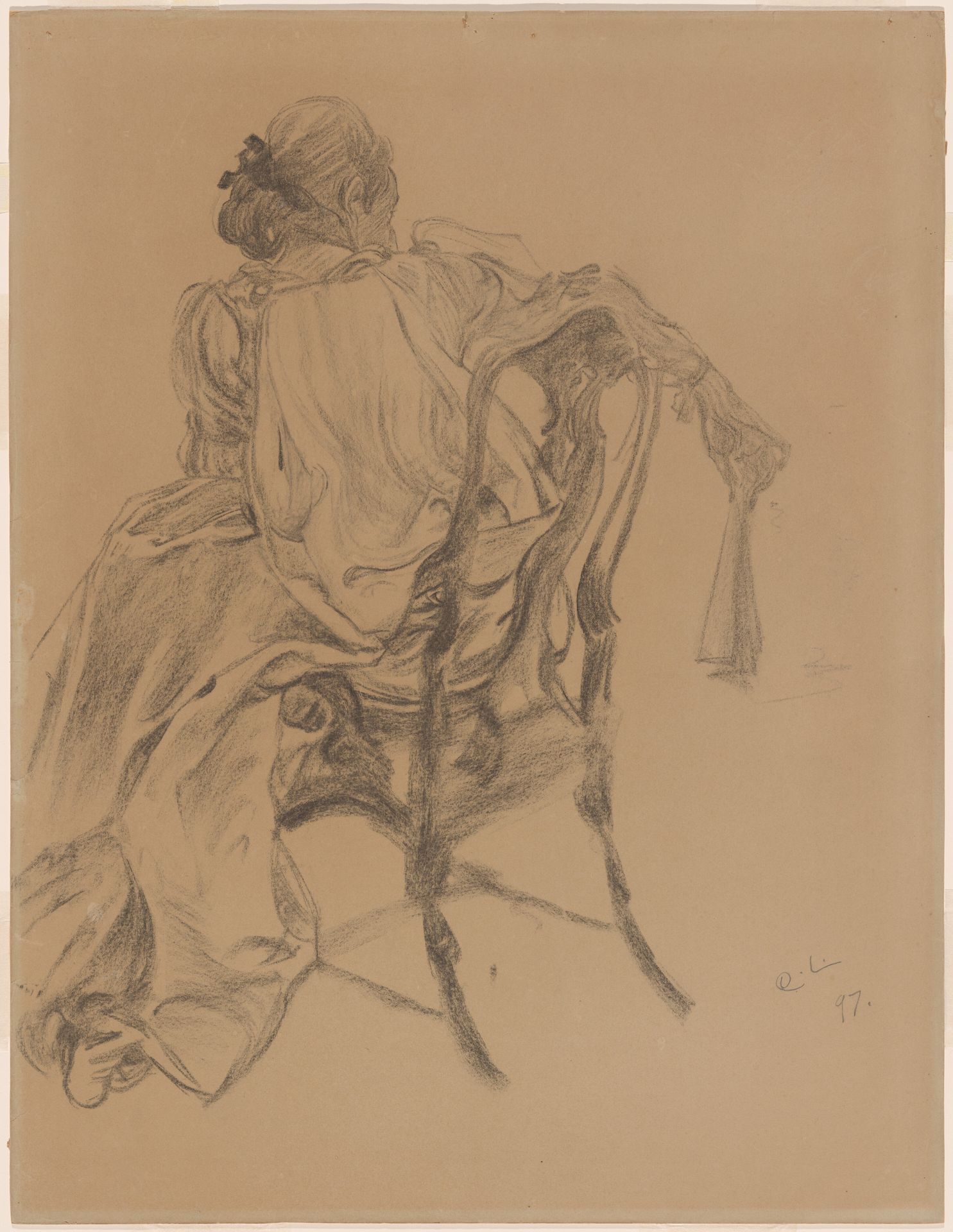 An Elegant Lady of the Eighteenth Century Holding a Fan by Carl Larsson
