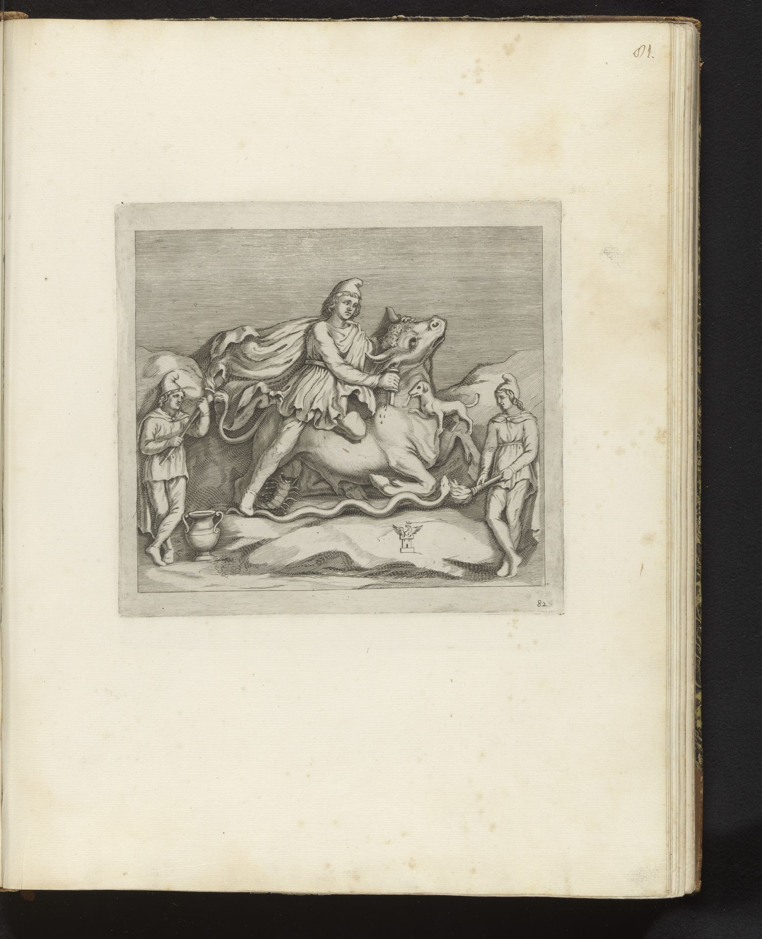 Bas-reliëf met Mithras die een stier doodsteekt by Gabriel Ladame