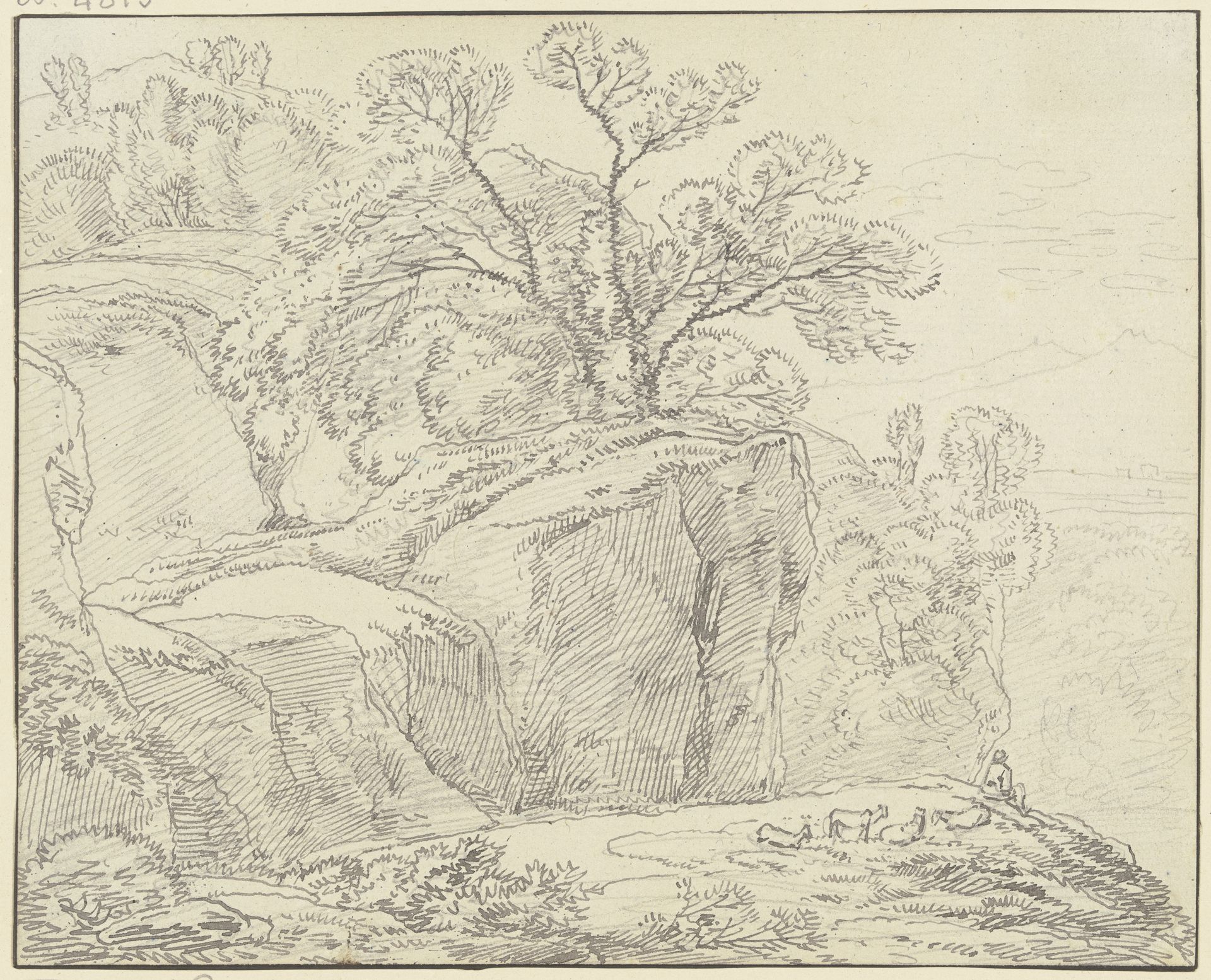 Gebirgslandschaft mit steilen Felsen by Franz Kobell