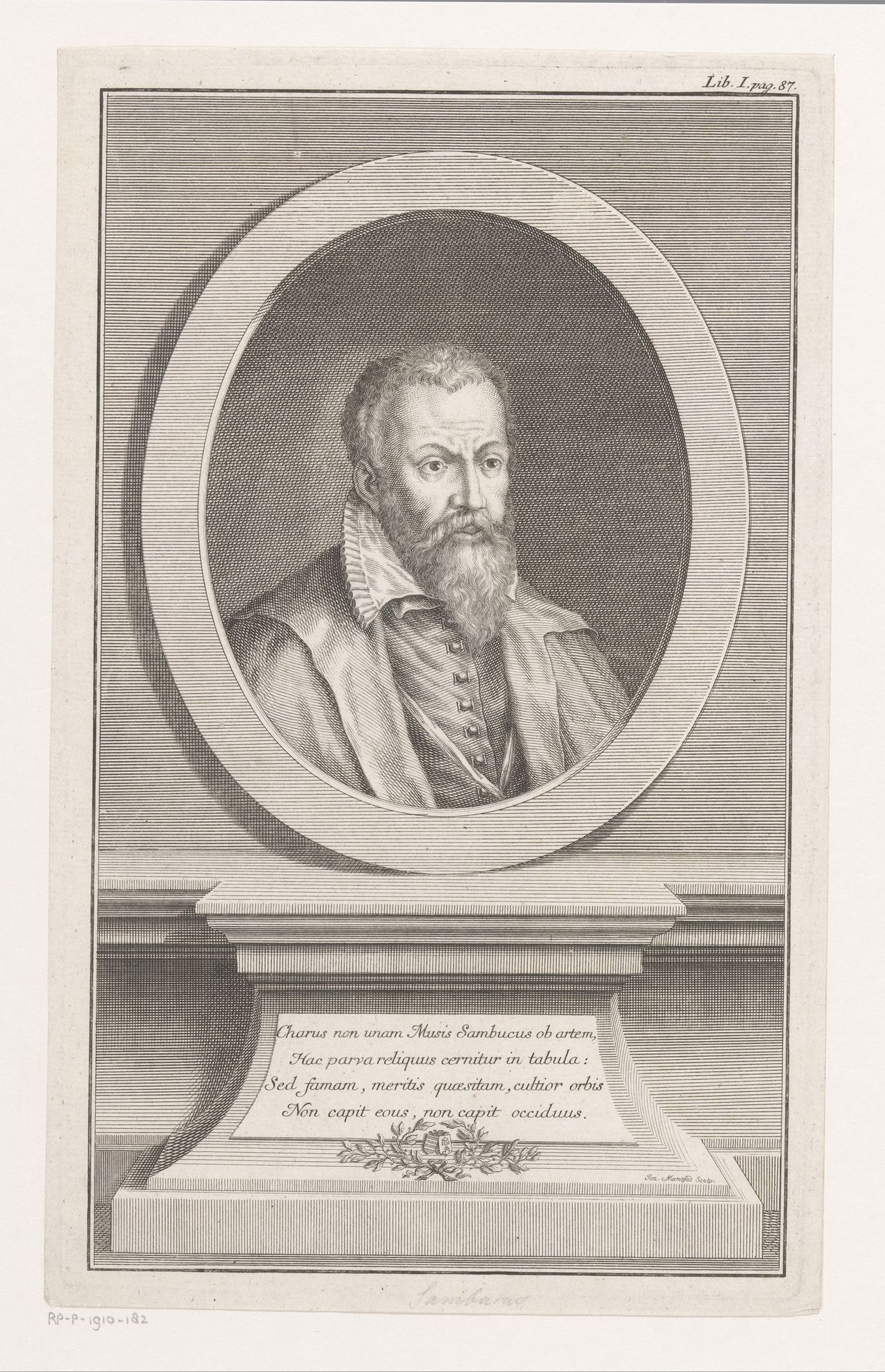 Portret van Johannes Sambucus by Johann Ernst Mansfeld