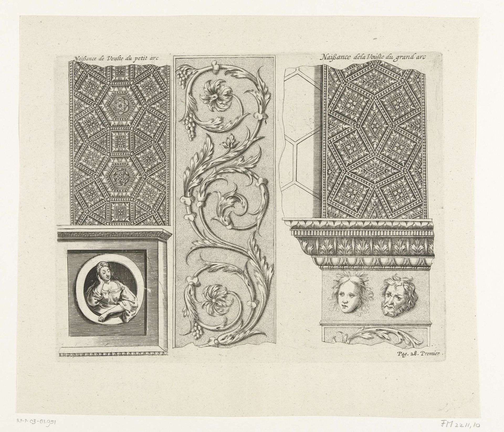 Ornamenten op de Romeinse triomfboog in Orange, 1639 by Jean Beuf