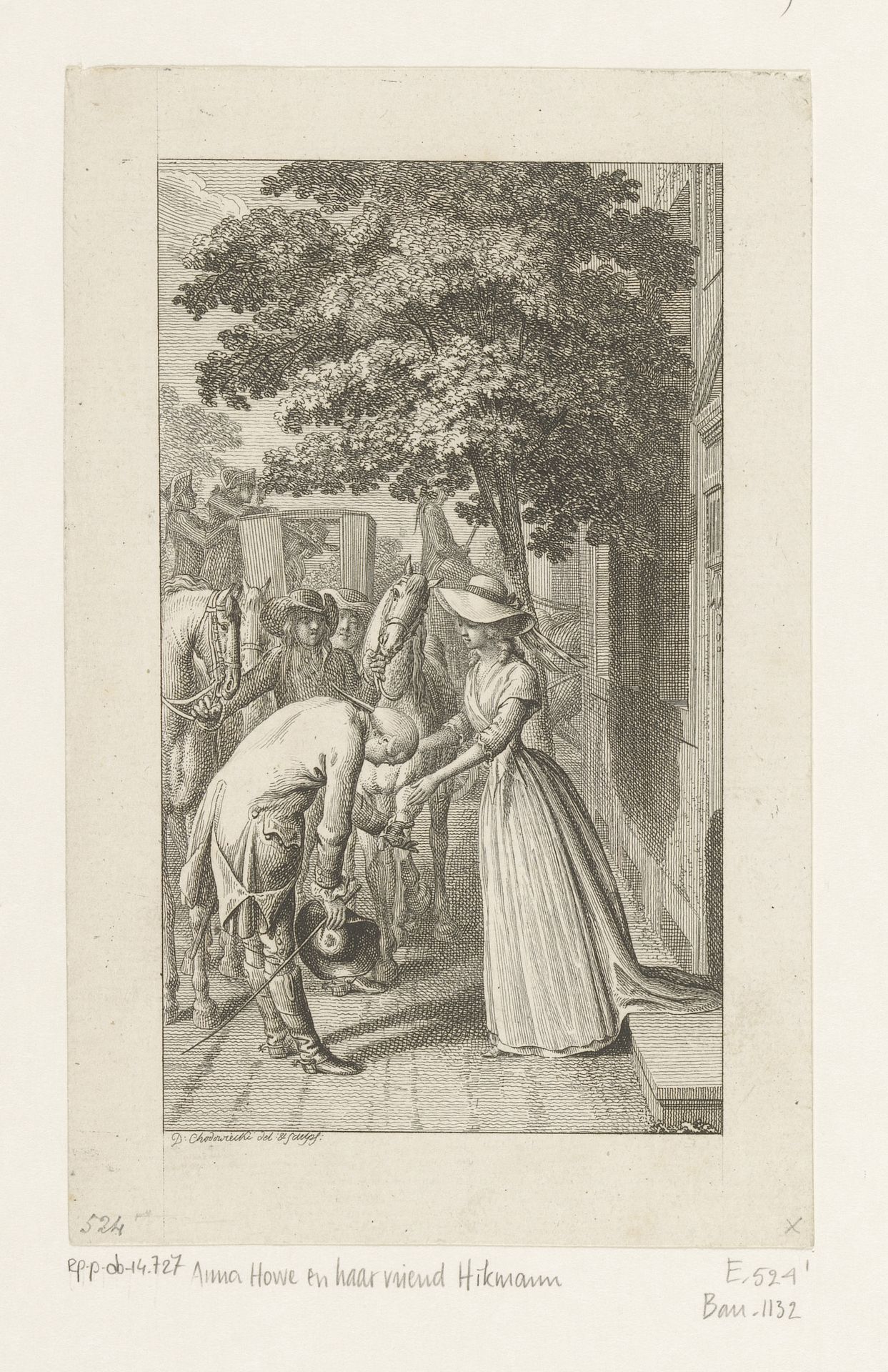 Anna Howe en haar vriend Hikmann by Daniel Nikolaus Chodowiecki
