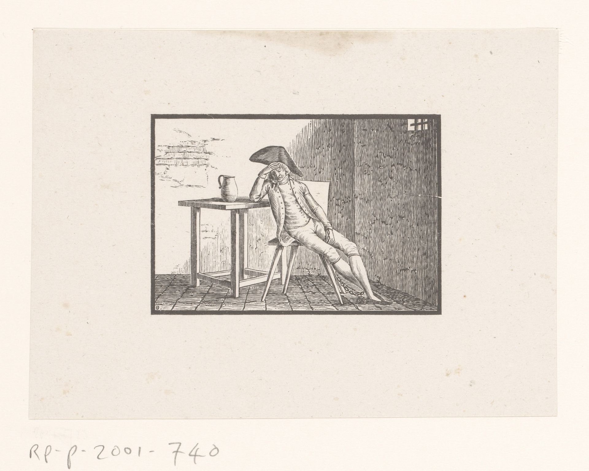 Soldaat in gevangenis by Johann Friedrich Gottlieb Unger