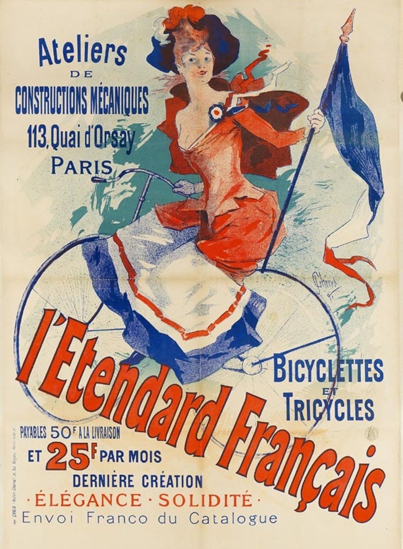 L'Etendard Français (Quai d'Orsay Bicycle Shop) by Jules Chéret