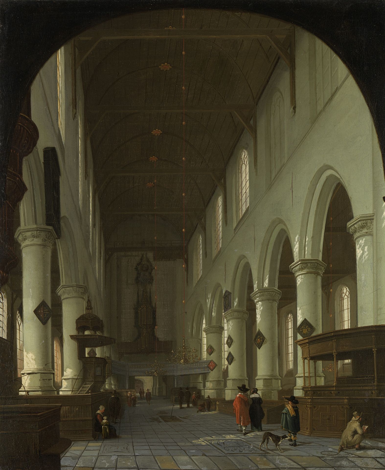 Interior of the Oude Kerk in Delft from the Choir toward the Portal by Cornelis de Man