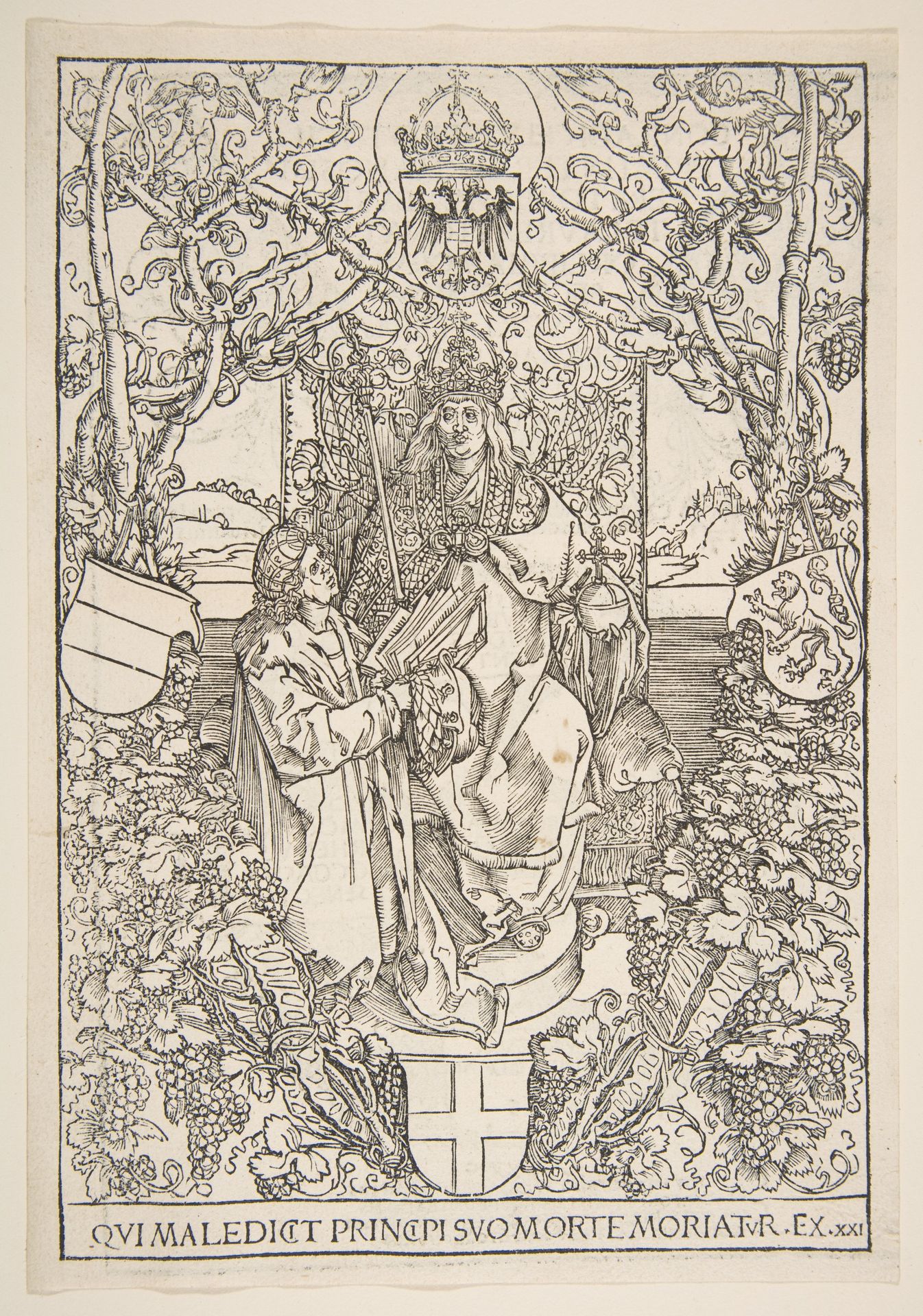 Conrad Celtis Presenting His Book "Quatuor Libri Amorum" to Maximilian I ( from the book) by Albrecht Durer