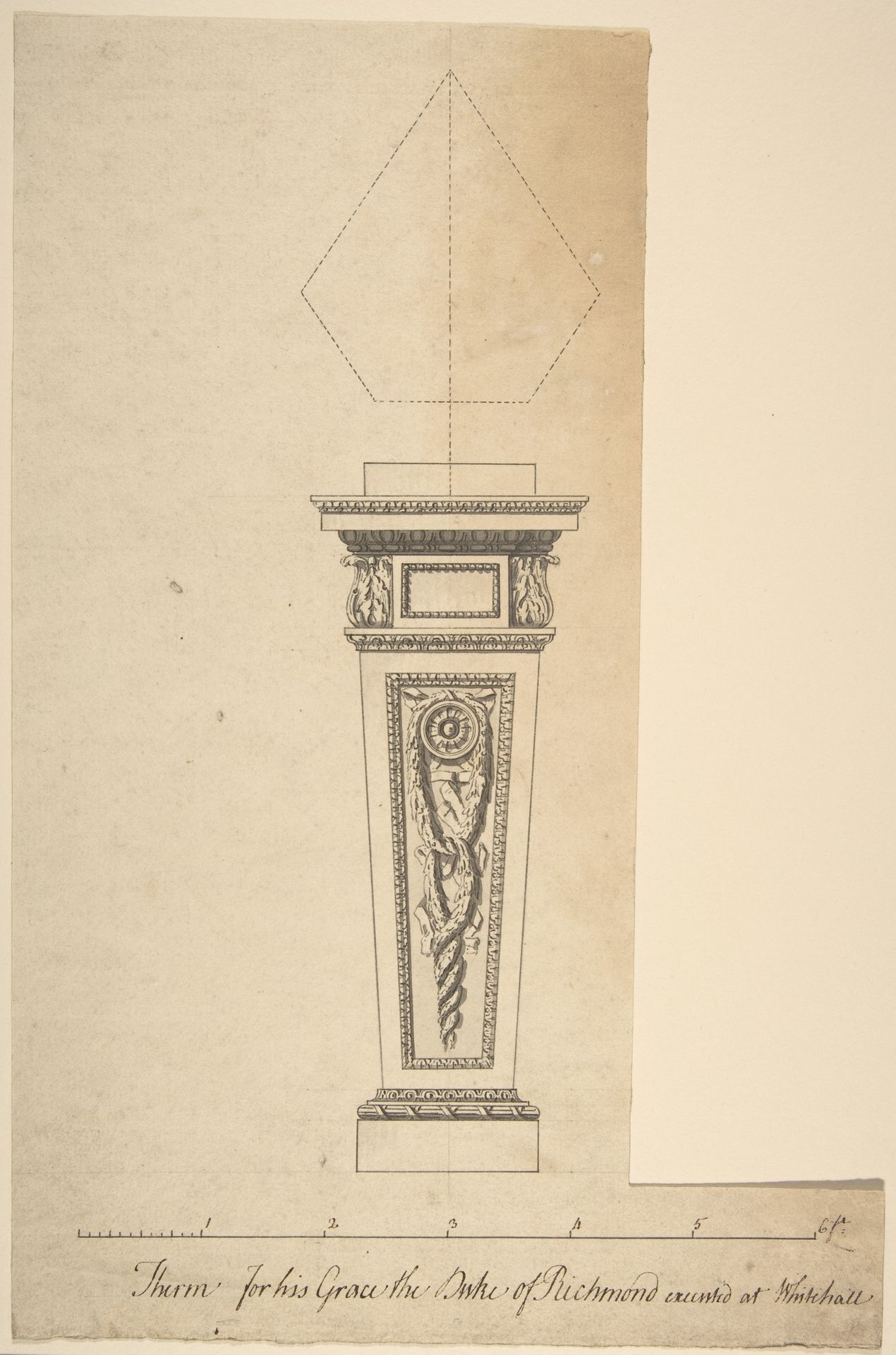 Design for a Pedestal, for Richmond House, Whitehall, London by Sir William Chambers