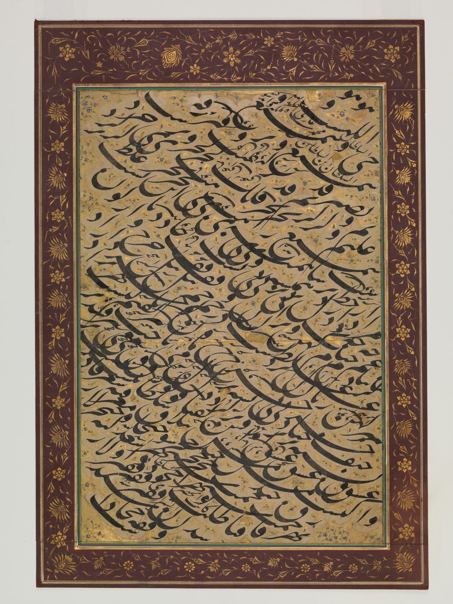 Album Leaf with Calligraphic Exercise (siyah mashq) by Asadullah Shirazi