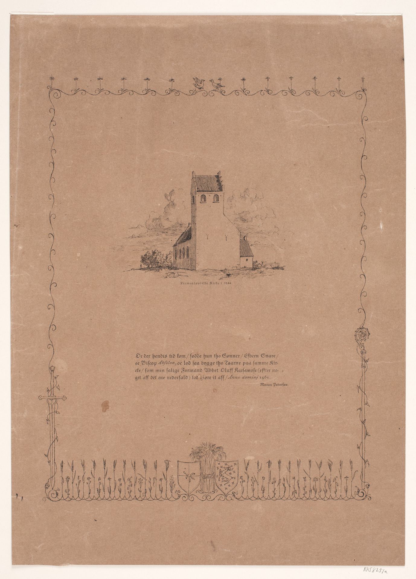 Forside af omslag til Adam Oehlenschlägers digt "De to kirketårne" by Lorenz Frølich