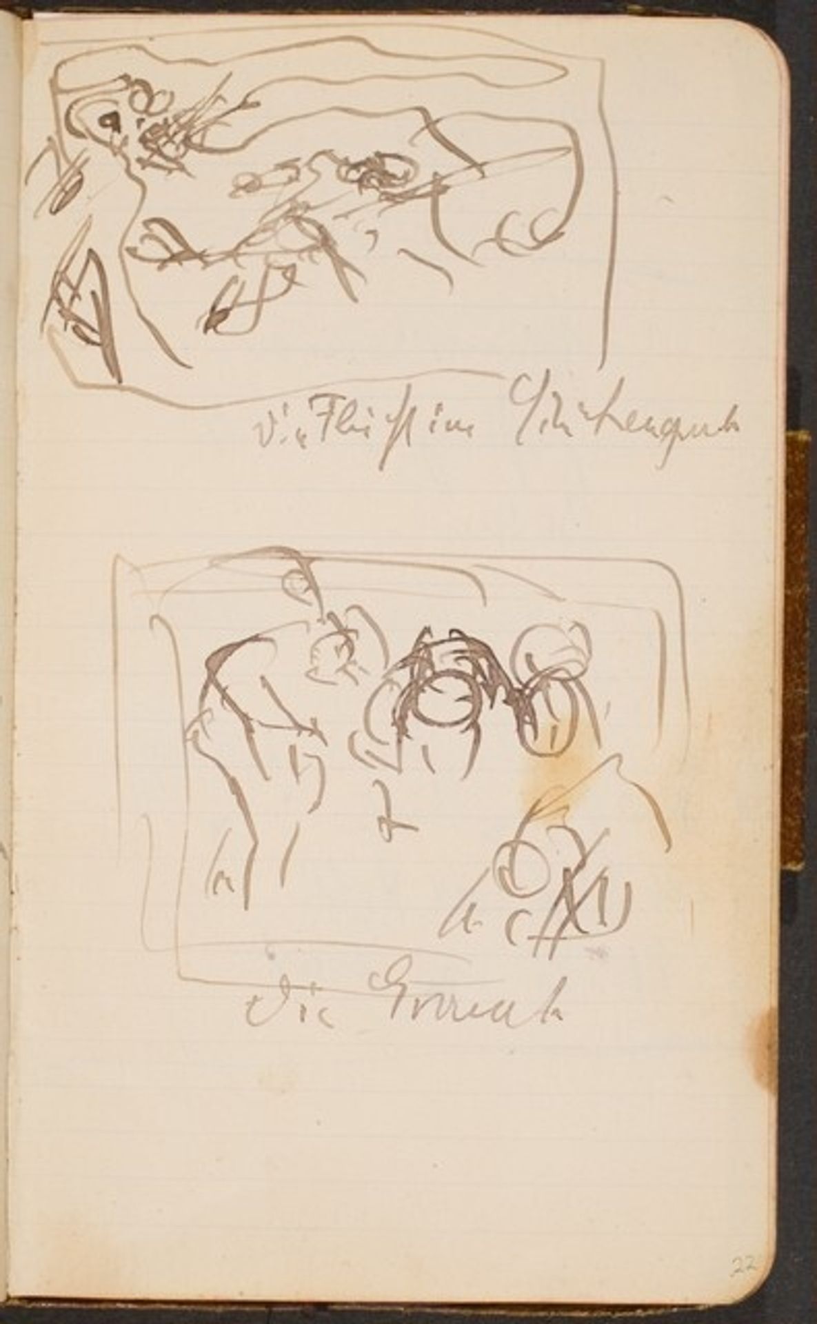Zwei Skizzen und Notizen (Two Sketches with Notations) [p. 22] by Max Beckmann
