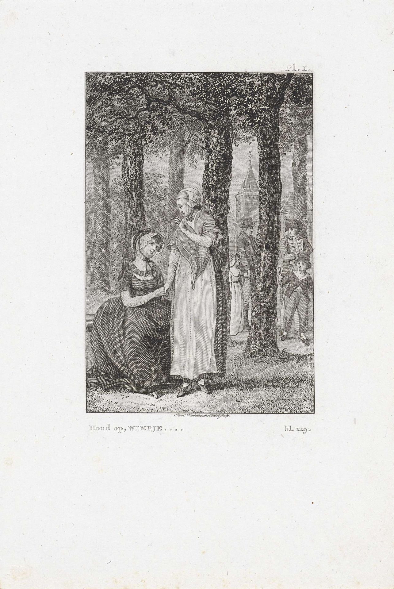 Clara vraagt Wilhelmina om verder te gaan by Reinier Vinkeles